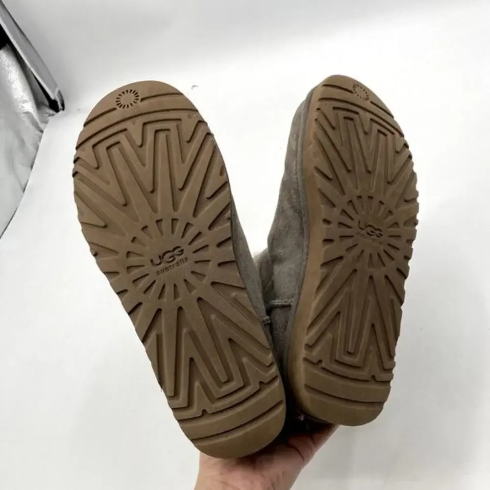 UGG Gray Bow‎ Short Shearling Boots